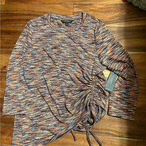 NWT Liverpool Los Angeles Side Ruched Long Sleeve Top – Multicolor – Size Medium